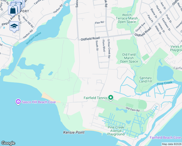 map of restaurants, bars, coffee shops, grocery stores, and more near 146 Gorham Road in Fairfield