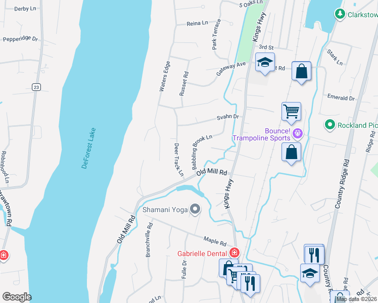 map of restaurants, bars, coffee shops, grocery stores, and more near 337 Deer Track Lane in Valley Cottage