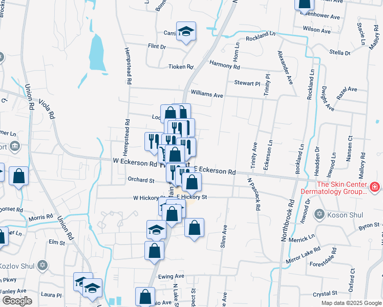 map of restaurants, bars, coffee shops, grocery stores, and more near 11 State Street in Spring Valley
