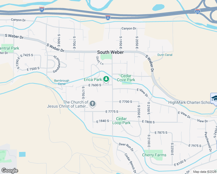 map of restaurants, bars, coffee shops, grocery stores, and more near 1873 East 7600 South in South Weber