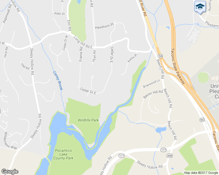 map of restaurants, bars, coffee shops, grocery stores, and more near 131 Cedar Drive East in Briarcliff Manor