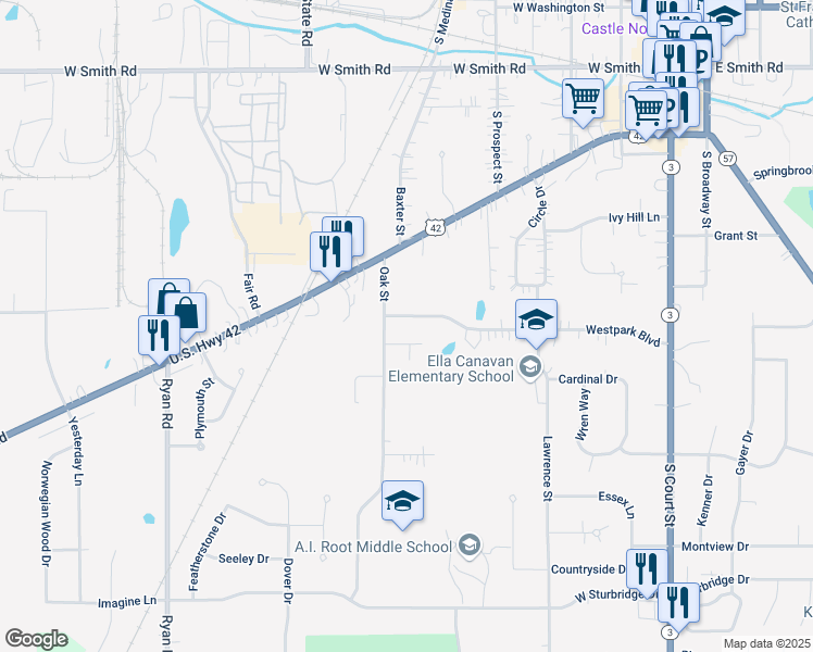 map of restaurants, bars, coffee shops, grocery stores, and more near 512 Westpark Blvd in Medina