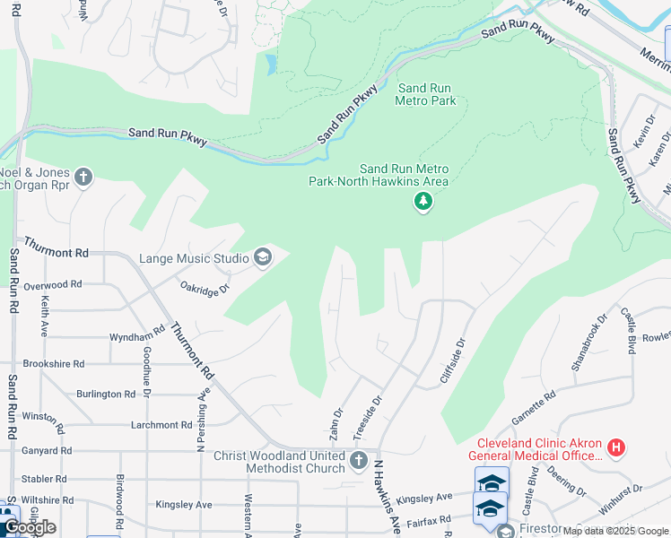map of restaurants, bars, coffee shops, grocery stores, and more near 1876 Cromwell Drive in Akron