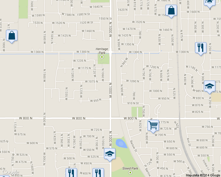 map of restaurants, bars, coffee shops, grocery stores, and more near 1003 N 1000 W in Clinton