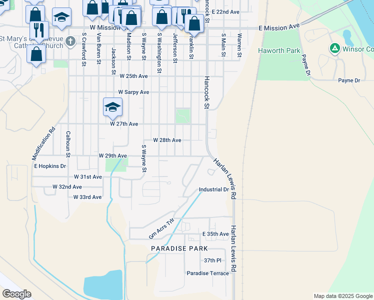 map of restaurants, bars, coffee shops, grocery stores, and more near 2813 Franklin Street in Bellevue