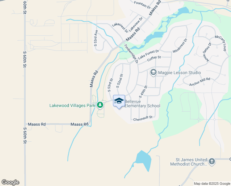 map of restaurants, bars, coffee shops, grocery stores, and more near 11927 South 53rd Street in Papillion
