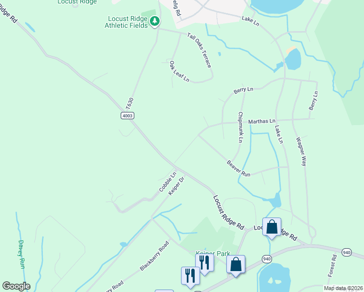 map of restaurants, bars, coffee shops, grocery stores, and more near 45 Locust Ridge Road in Monroe County
