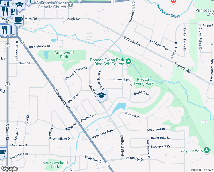 map of restaurants, bars, coffee shops, grocery stores, and more near 835 Deepwood Drive in Medina