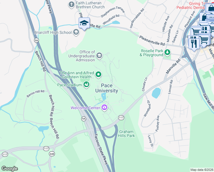 map of restaurants, bars, coffee shops, grocery stores, and more near 861 Bedford Road in Pleasantville