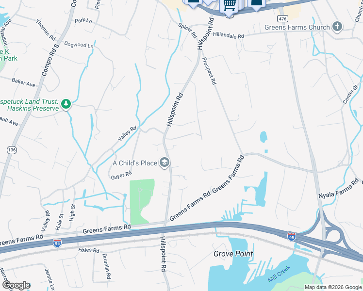 map of restaurants, bars, coffee shops, grocery stores, and more near 4 Lookout Lane in Westport