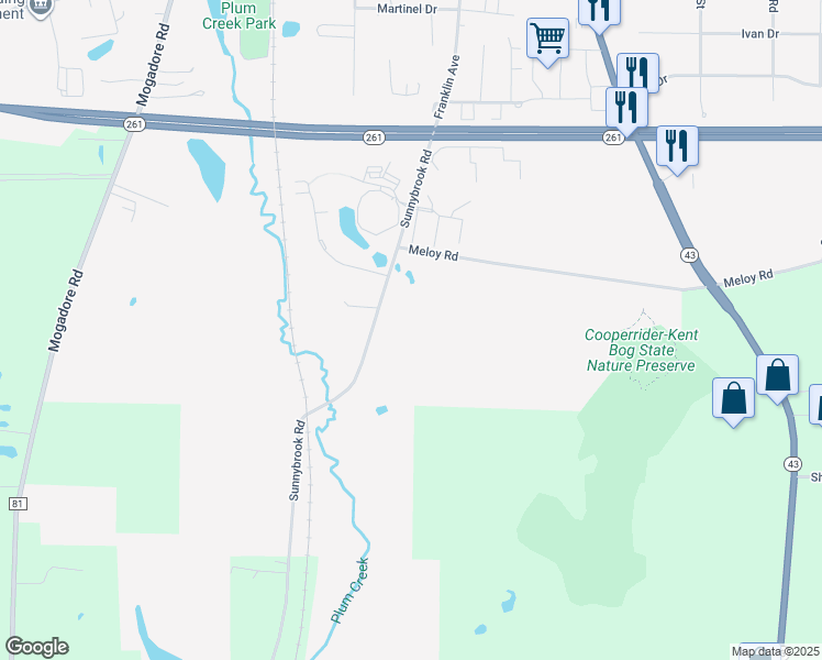 map of restaurants, bars, coffee shops, grocery stores, and more near 5058 Sunnybrook Road in Kent