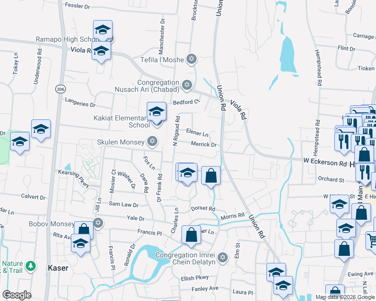 map of restaurants, bars, coffee shops, grocery stores, and more near 4 Jacaruso Drive in Spring Valley