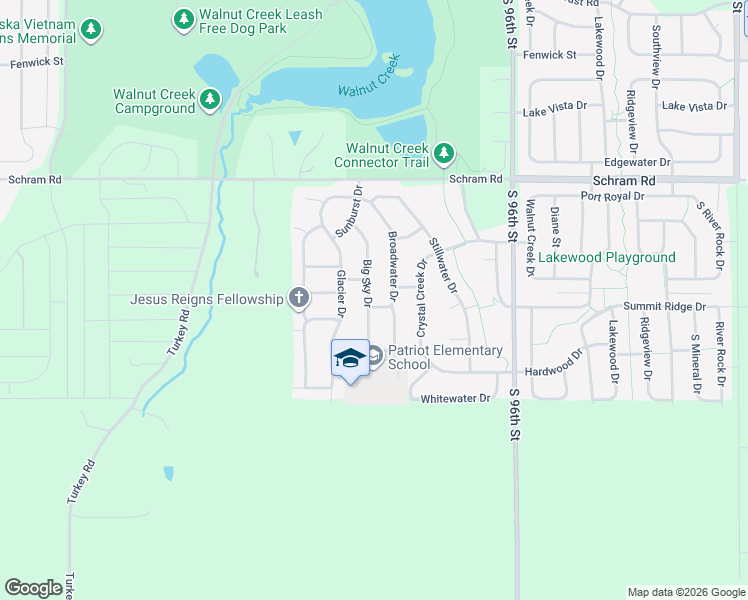 map of restaurants, bars, coffee shops, grocery stores, and more near 2350 Broadwater Drive in Papillion