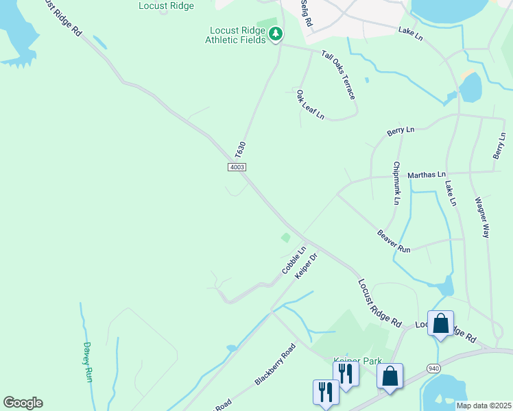 map of restaurants, bars, coffee shops, grocery stores, and more near 2792 Locust Ridge Road in Monroe County