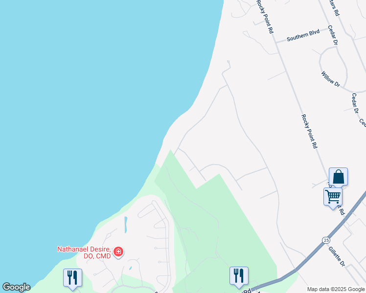 map of restaurants, bars, coffee shops, grocery stores, and more near 1845 The Strand in East Marion