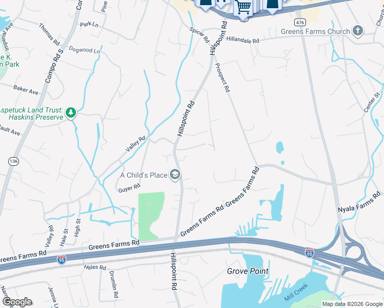 map of restaurants, bars, coffee shops, grocery stores, and more near 4 Lookout Lane in Westport