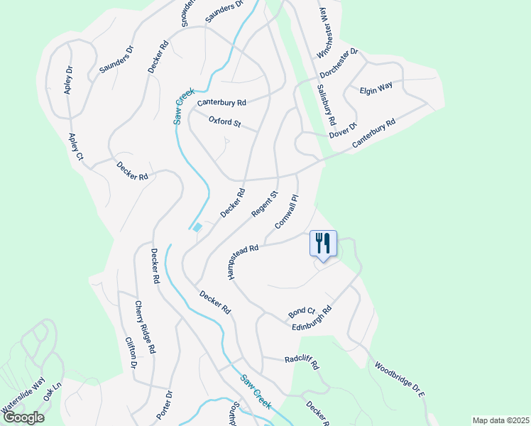 map of restaurants, bars, coffee shops, grocery stores, and more near 164 Regent Street in Bushkill