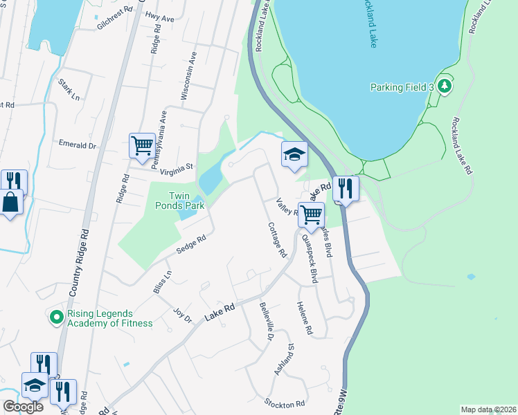 map of restaurants, bars, coffee shops, grocery stores, and more near 266 Cottage Road in Valley Cottage