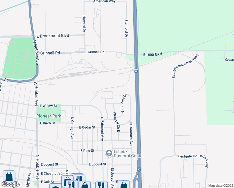 map of restaurants, bars, coffee shops, grocery stores, and more near 1875 East Notre Dame Street in Kankakee
