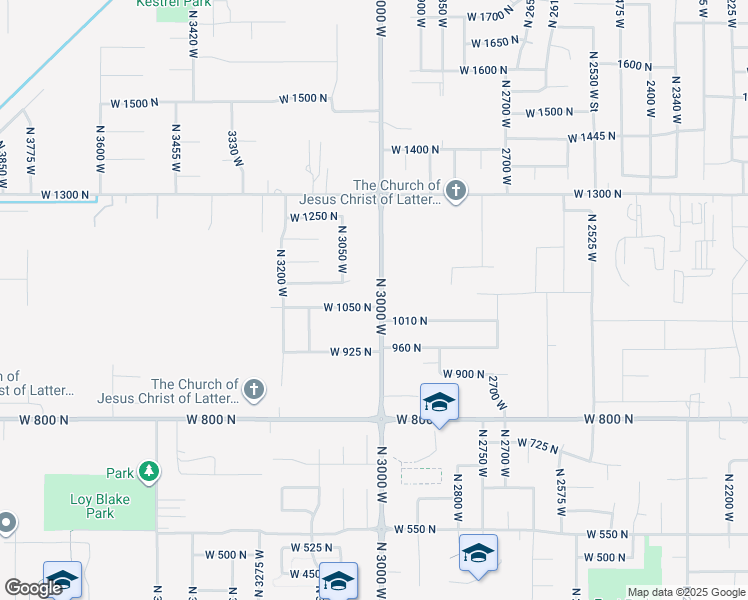 map of restaurants, bars, coffee shops, grocery stores, and more near 3016 West 1050 North in West Point