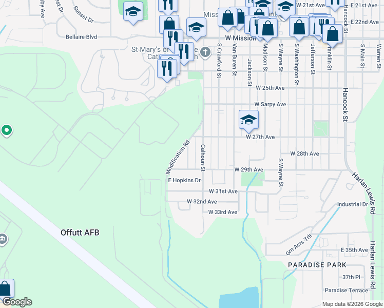 map of restaurants, bars, coffee shops, grocery stores, and more near 2809 Clay Street in Bellevue