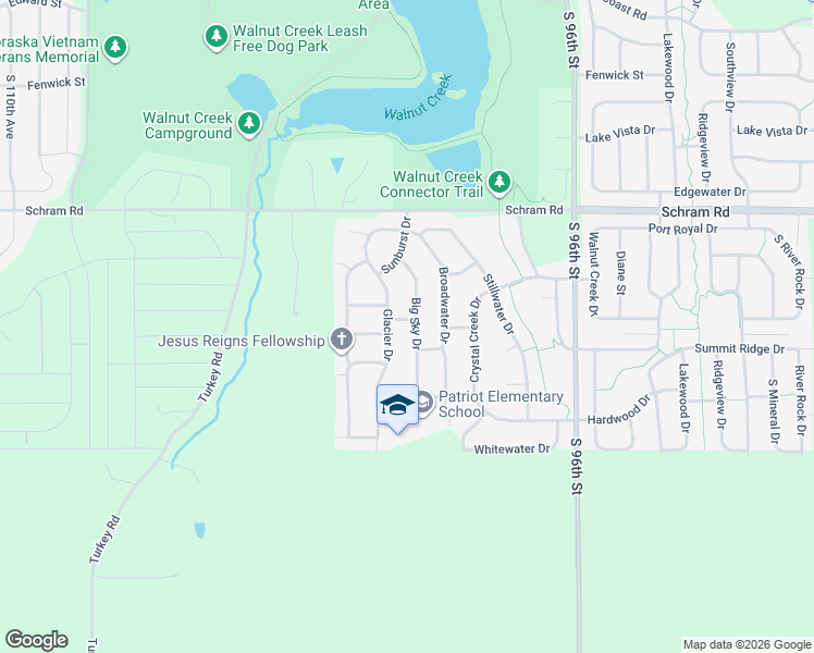 map of restaurants, bars, coffee shops, grocery stores, and more near 2310 Big Sky Drive in Papillion