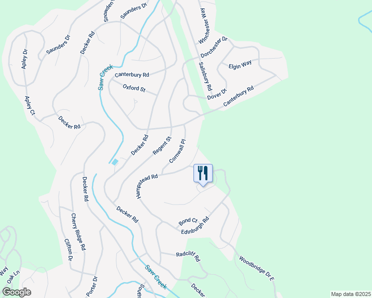 map of restaurants, bars, coffee shops, grocery stores, and more near 282 Saw Creek Estate in Bushkill