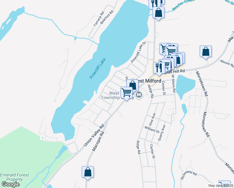 map of restaurants, bars, coffee shops, grocery stores, and more near 10 Butler Lane in West Milford