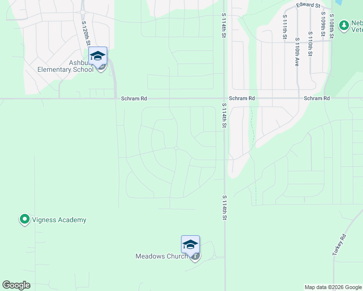 map of restaurants, bars, coffee shops, grocery stores, and more near 12102 South 114th Street in Papillion