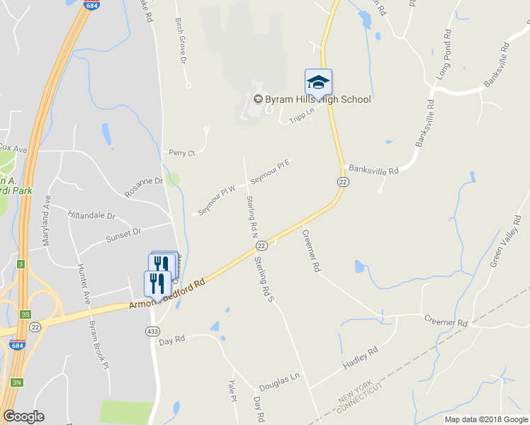 map of restaurants, bars, coffee shops, grocery stores, and more near 4 Sterling Road North in Armonk