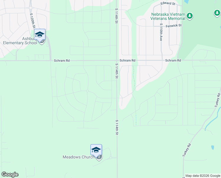 map of restaurants, bars, coffee shops, grocery stores, and more near 12233 South 114th Street in Papillion