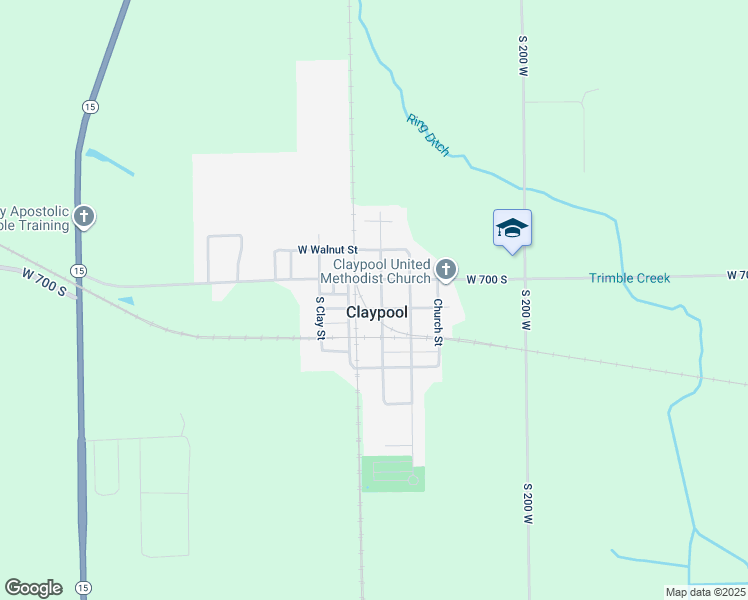 map of restaurants, bars, coffee shops, grocery stores, and more near 105 W Section St in Claypool