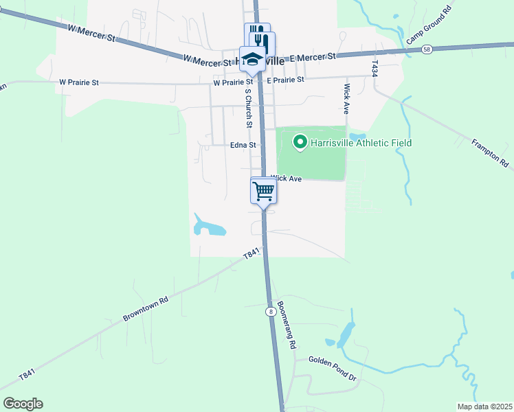 map of restaurants, bars, coffee shops, grocery stores, and more near 536 South Main Street in Harrisville