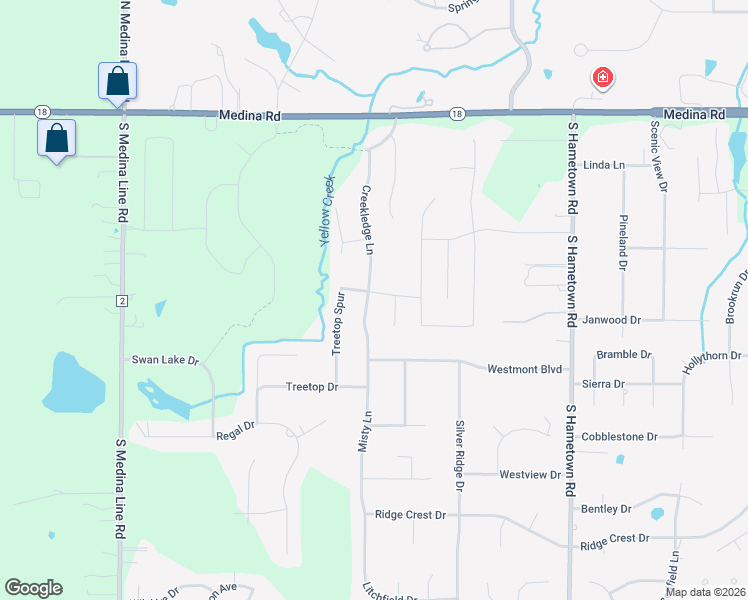 map of restaurants, bars, coffee shops, grocery stores, and more near 4608 Rockridge Way in Akron