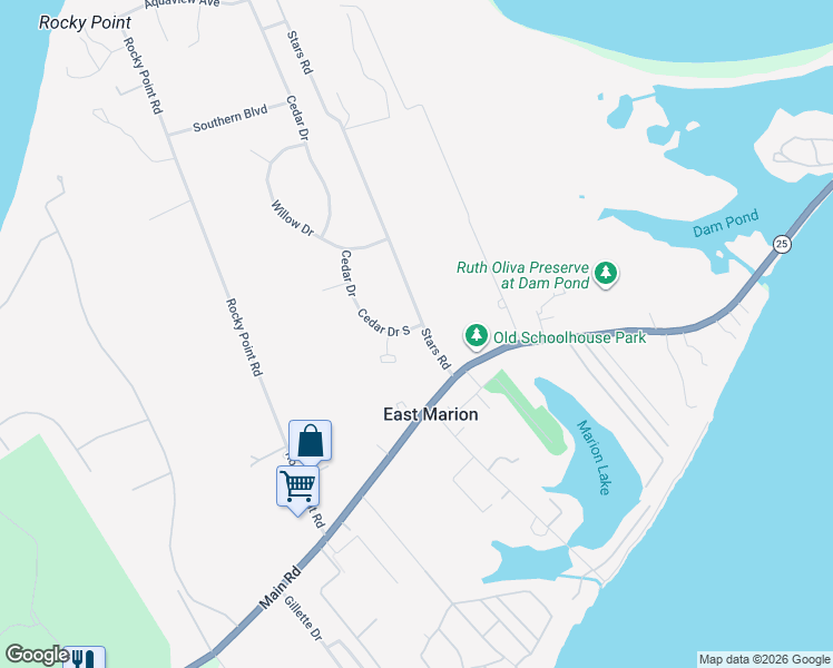 map of restaurants, bars, coffee shops, grocery stores, and more near 565 Stars Road in East Marion