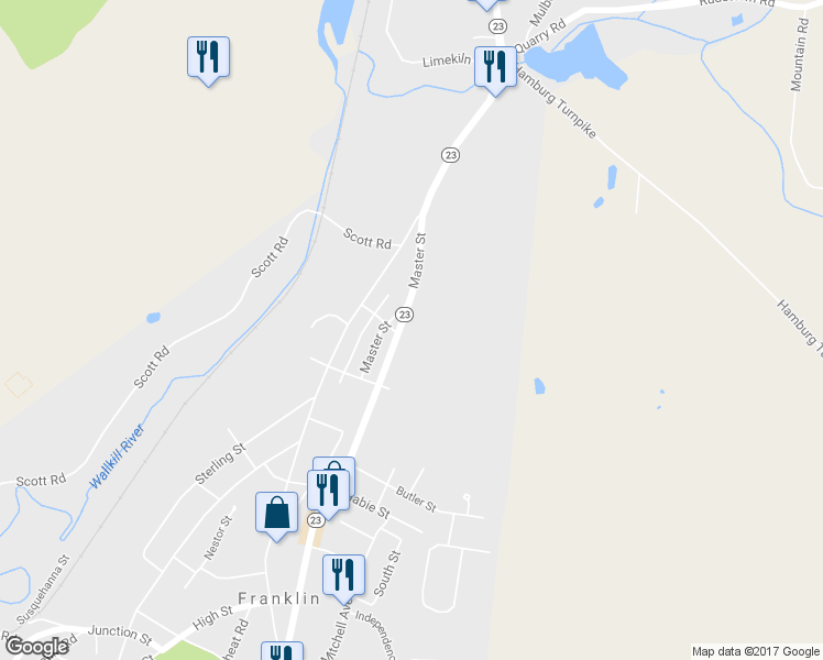 map of restaurants, bars, coffee shops, grocery stores, and more near 494 New Jersey 23 in Franklin