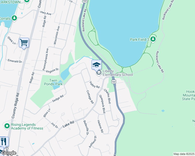 map of restaurants, bars, coffee shops, grocery stores, and more near 142 Lake Road in Valley Cottage