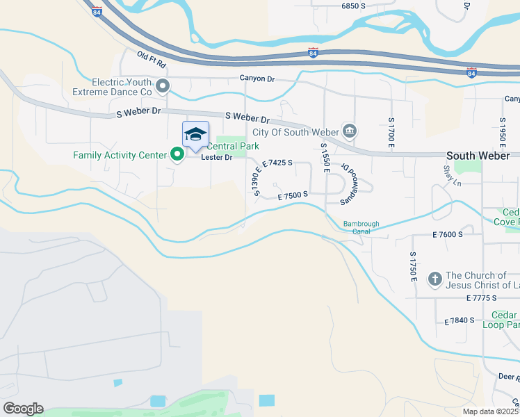 map of restaurants, bars, coffee shops, grocery stores, and more near 7528 South 1400 East in South Weber