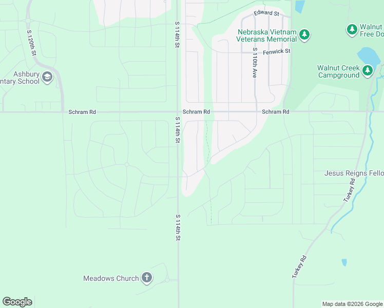 map of restaurants, bars, coffee shops, grocery stores, and more near 12233 South 114th Street in Papillion