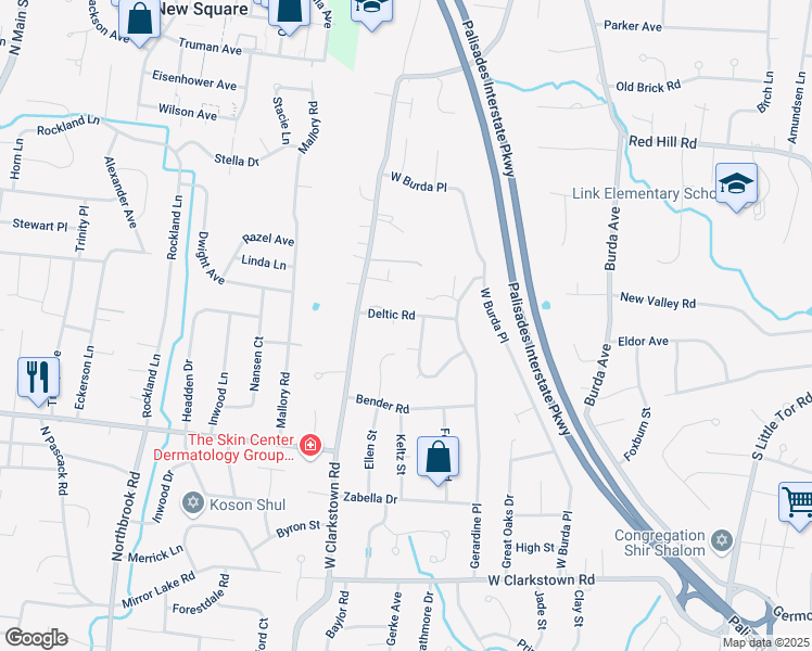 map of restaurants, bars, coffee shops, grocery stores, and more near 109 Mary Anne Drive in New City