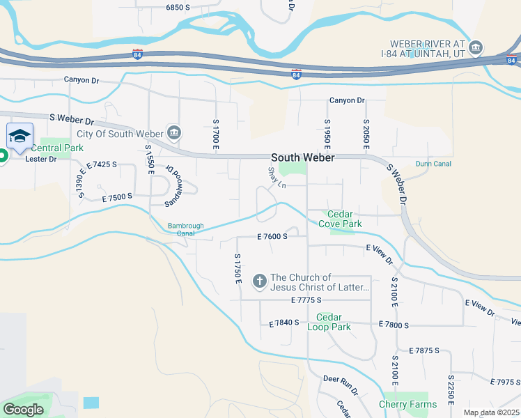 map of restaurants, bars, coffee shops, grocery stores, and more near 7536 Kay Lane in South Weber