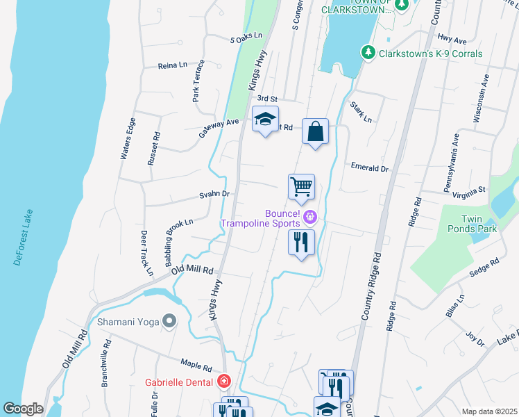 map of restaurants, bars, coffee shops, grocery stores, and more near 383 Kings Highway in Valley Cottage