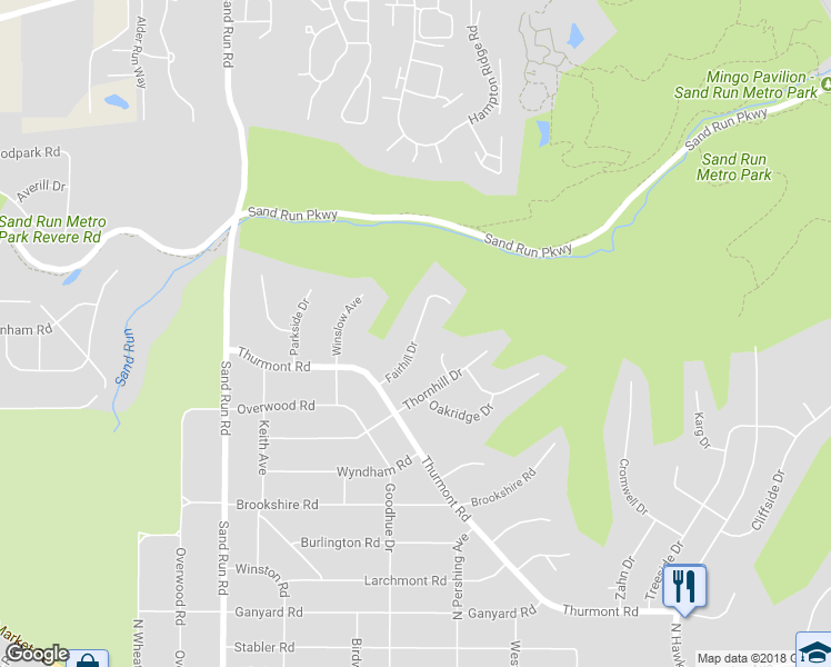 map of restaurants, bars, coffee shops, grocery stores, and more near 570 Fairhill Drive in Akron