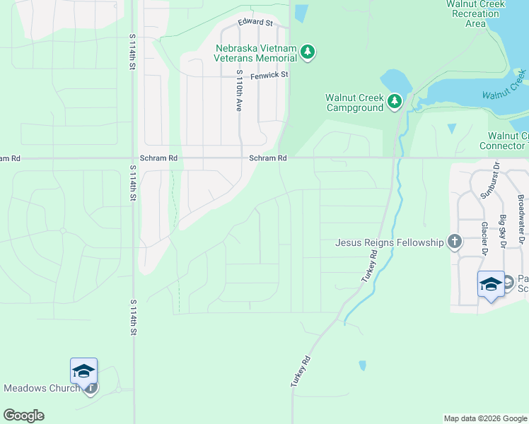 map of restaurants, bars, coffee shops, grocery stores, and more near 11009 Schram Road in Papillion
