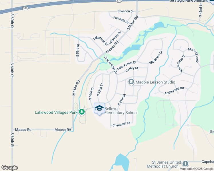 map of restaurants, bars, coffee shops, grocery stores, and more near 11911 South 52nd Street in Papillion