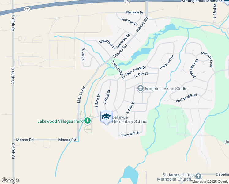 map of restaurants, bars, coffee shops, grocery stores, and more near 11911 South 52nd Street in Papillion