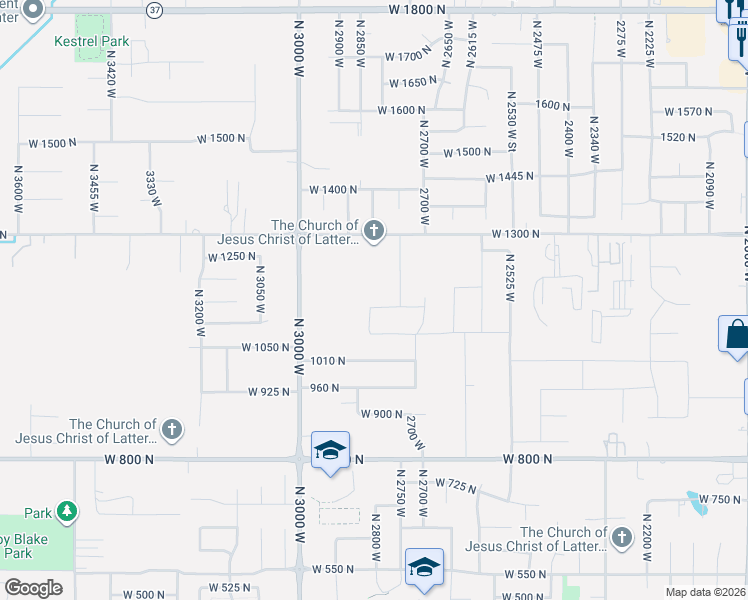 map of restaurants, bars, coffee shops, grocery stores, and more near 2829 West 1150 North in Clinton