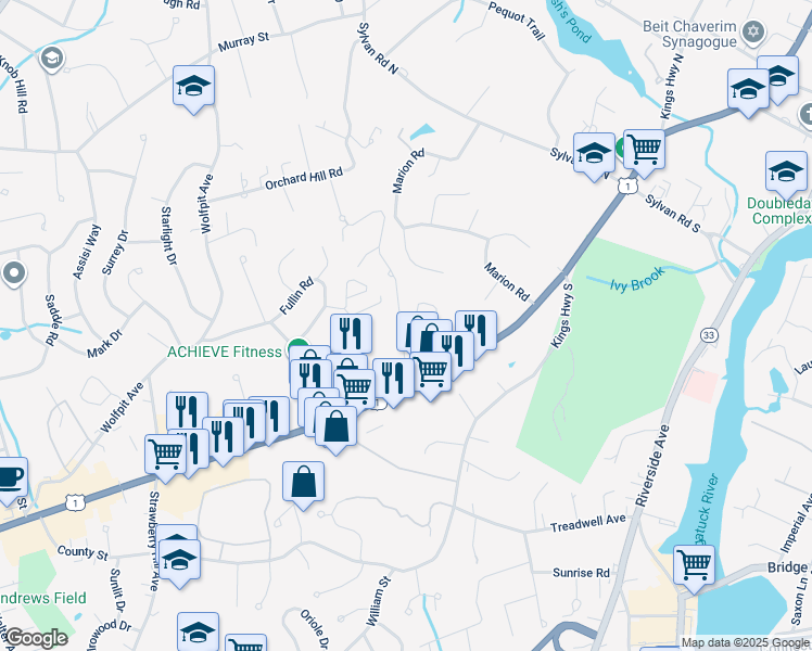 map of restaurants, bars, coffee shops, grocery stores, and more near in Norwalk