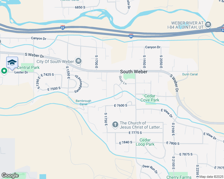 map of restaurants, bars, coffee shops, grocery stores, and more near 7536 Kay Lane in South Weber