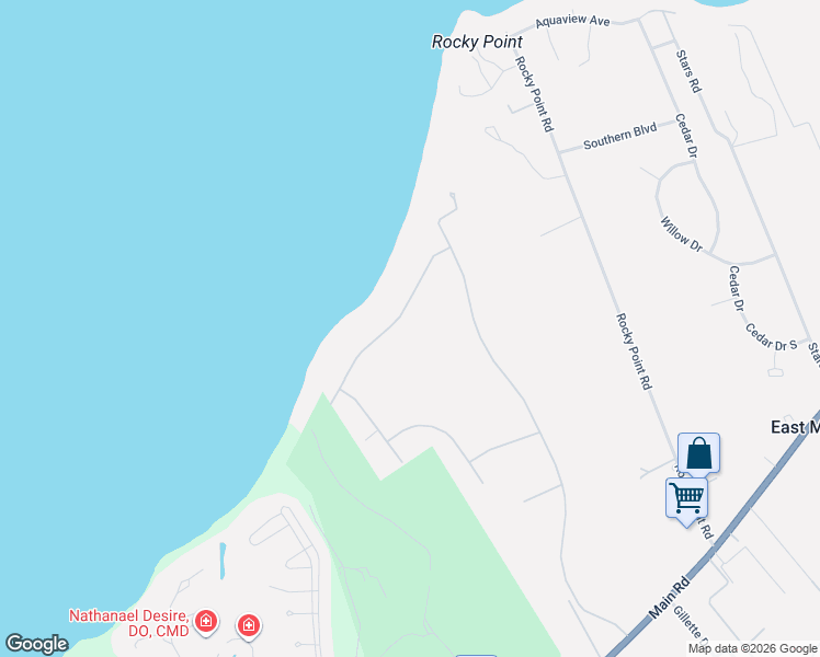 map of restaurants, bars, coffee shops, grocery stores, and more near 875 The Strand in East Marion